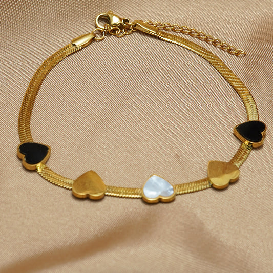 18K Gold Heart Necklace & Bracelet Set – Waterproof Jewelry Gift for Her