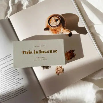 “Open box of Margaret River incense sticks displayed on textured table”