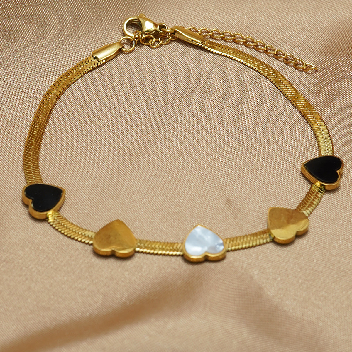 18K Gold Heart Necklace & Bracelet Set – Waterproof Jewelry Gift for Her