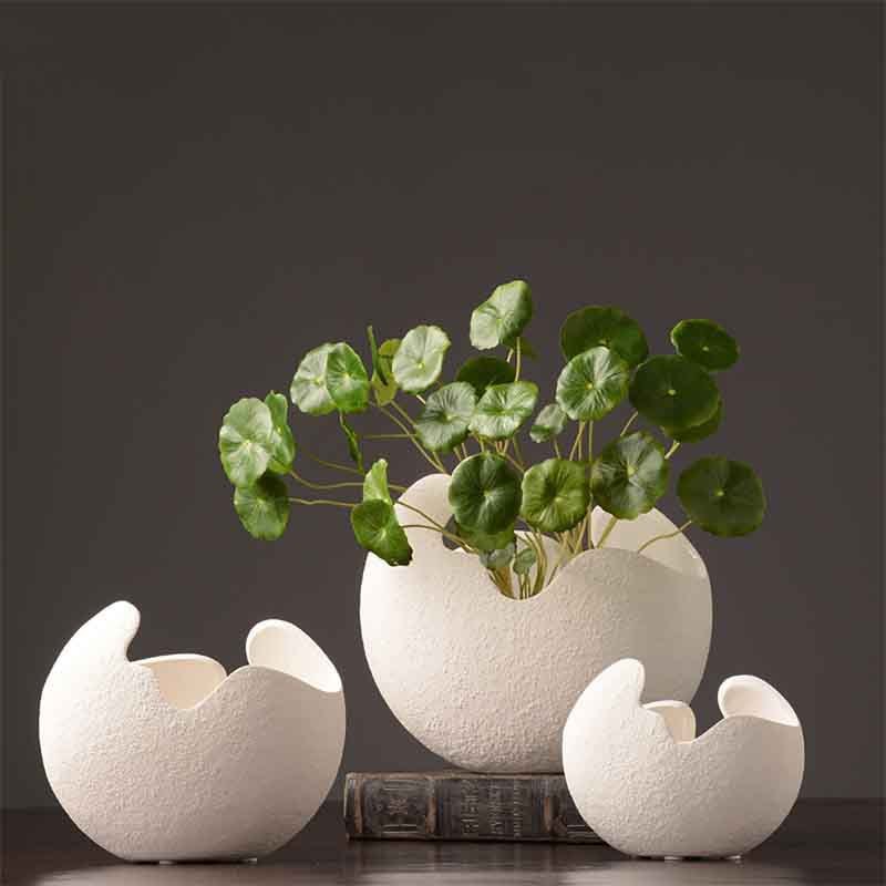 Simple White Ceramic Vase – Natural Textured Home Decoration