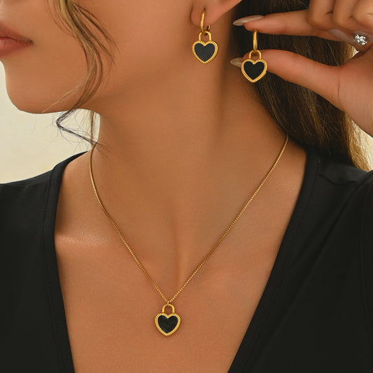 18K Gold Heart Jewelry Set – Gift for Her