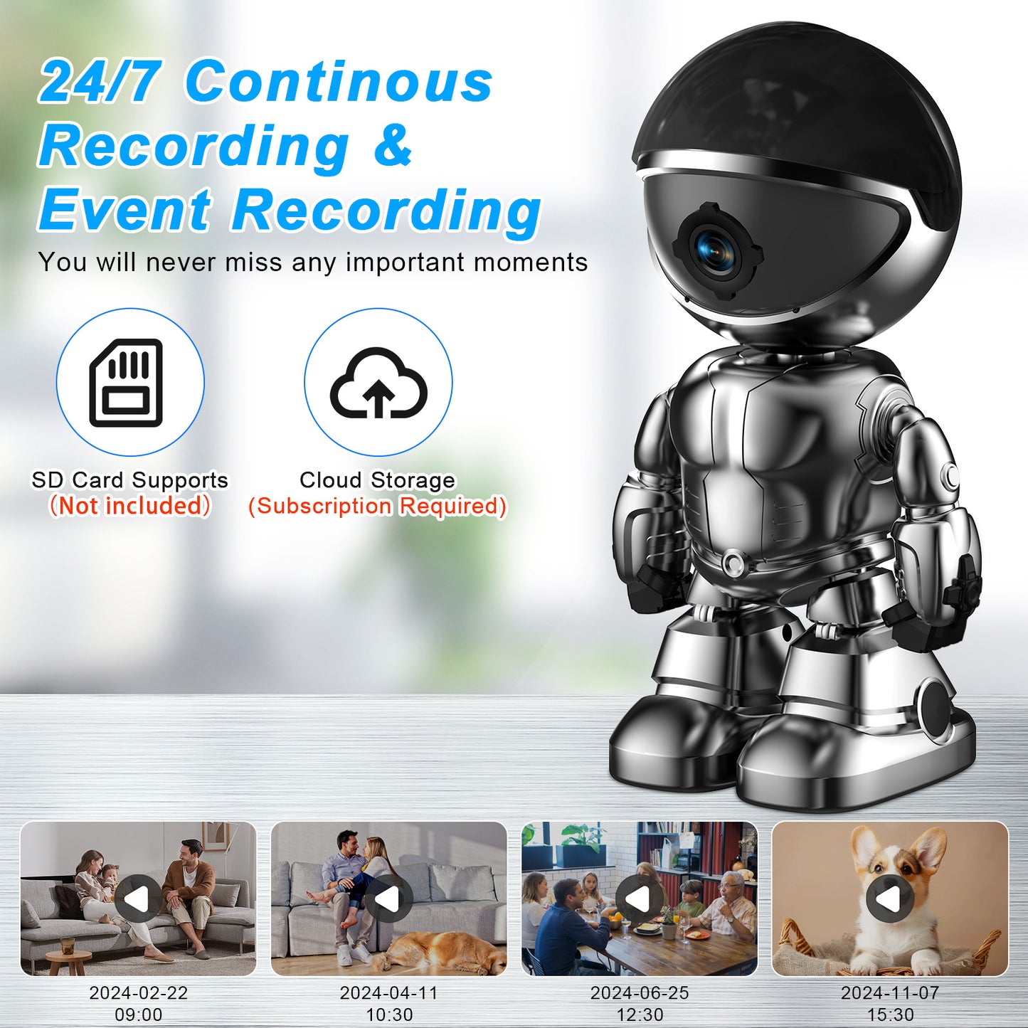 WiFi PTZ Security Camera – AI Human Tracking, Two-Way Audio, Night Vision, and Mobile Alerts