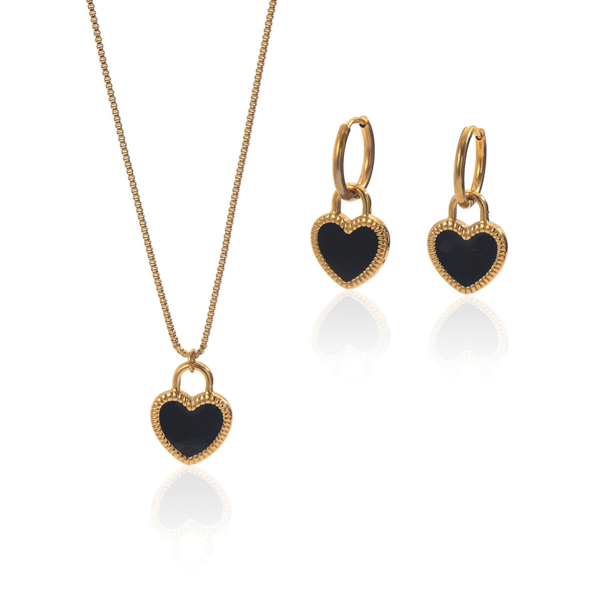 18K Gold Heart Jewelry Set – Gift for Her