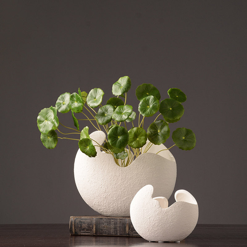 Simple White Ceramic Vase – Natural Textured Home Decoration