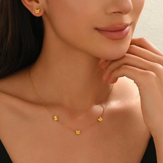 Gold Heart Jewelry Set – Waterproof & Hypoallergenic Gift for Her