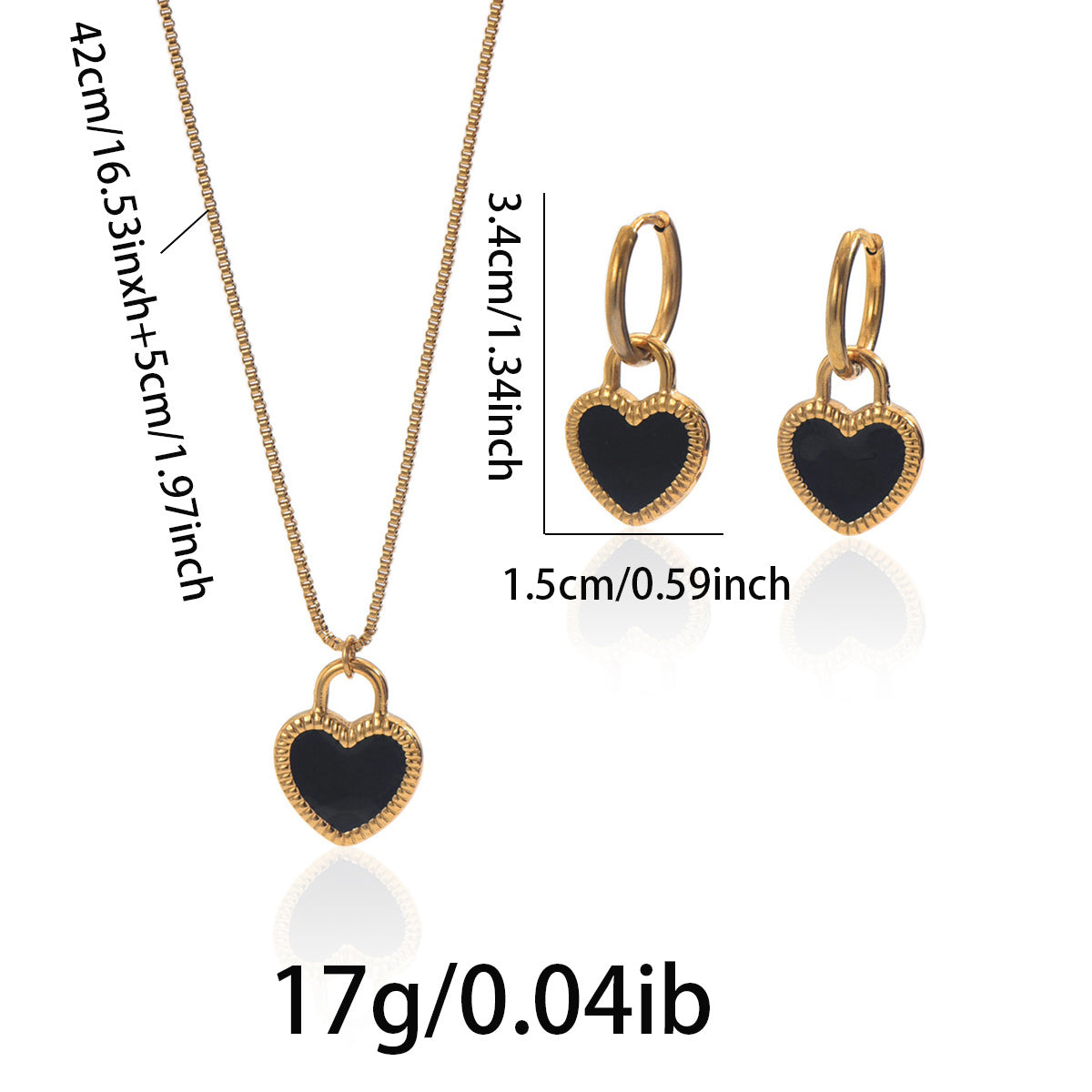 18K Gold Heart Jewelry Set – Gift for Her