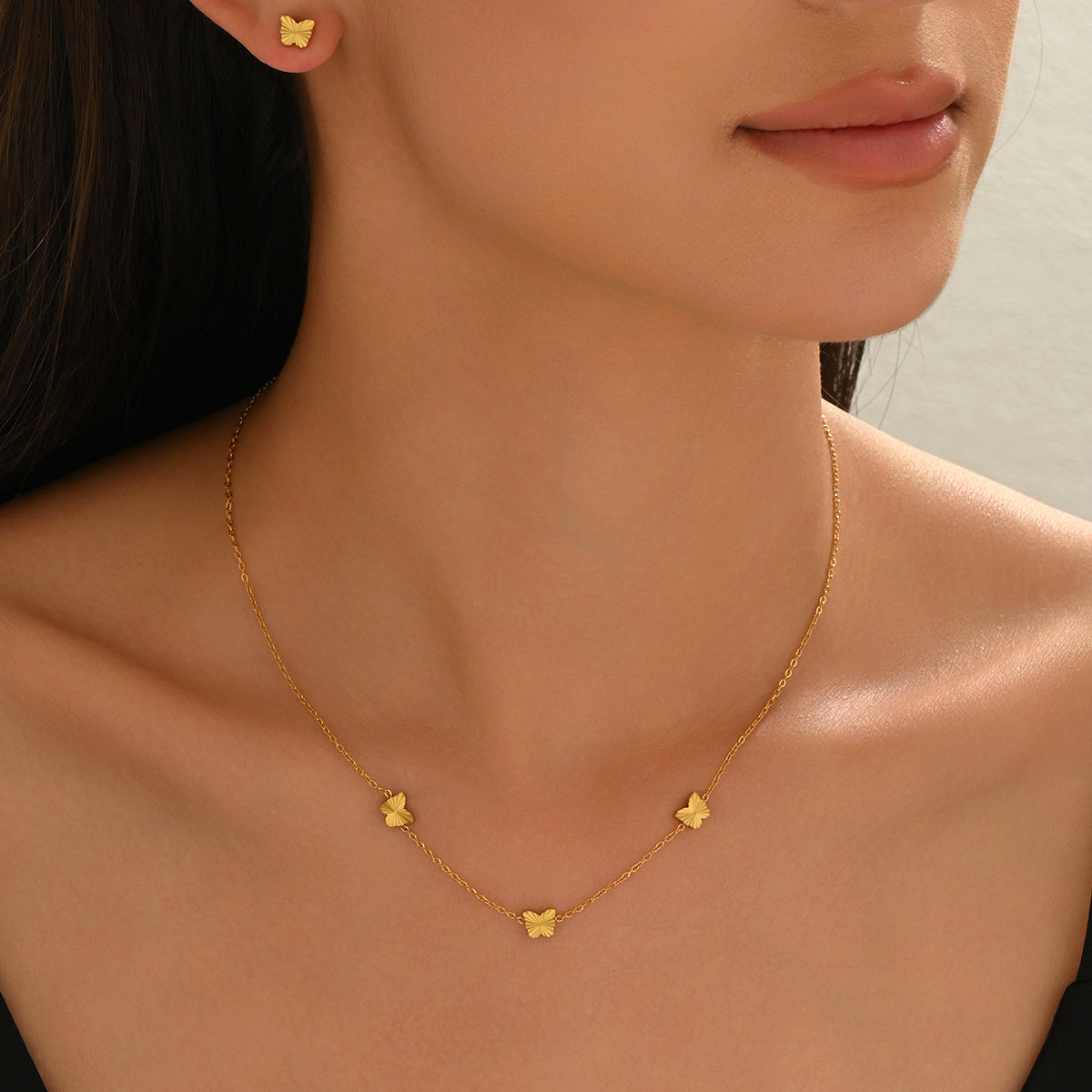 Gold Heart Jewelry Set – Waterproof & Hypoallergenic Gift for Her