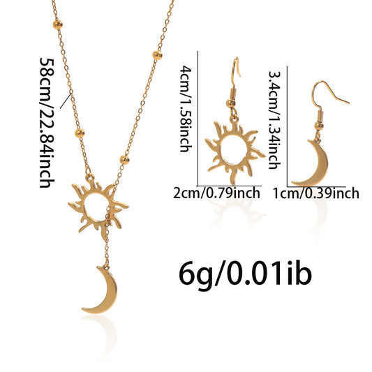 18K Gold Sun & Moon Jewelry Set – Waterproof & Hypoallergenic Gift for Women