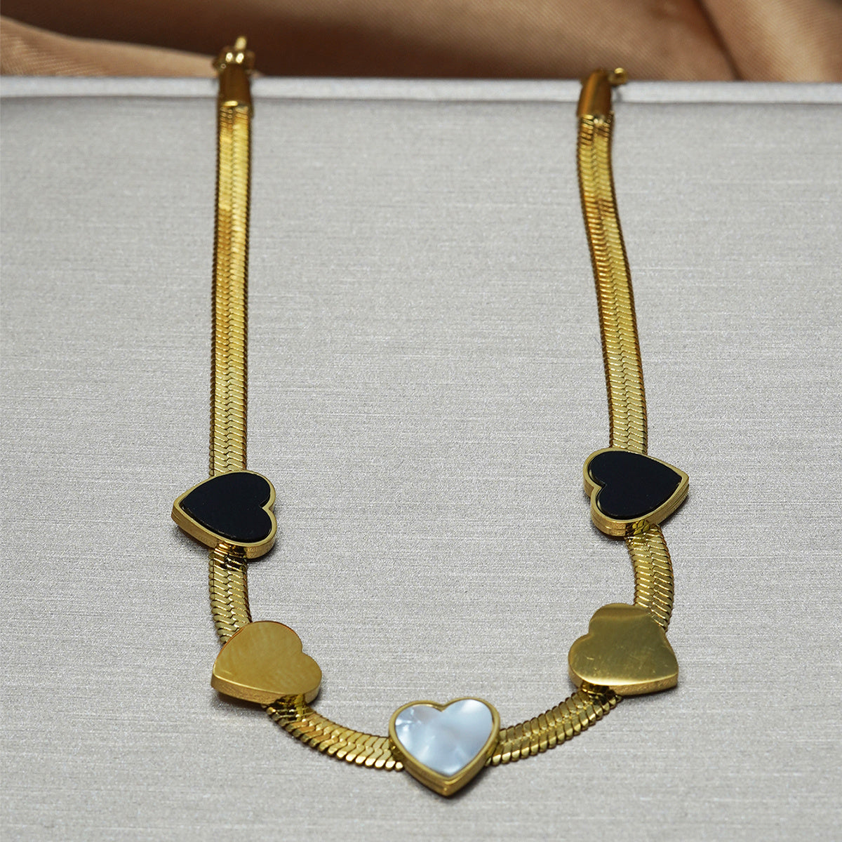 18K Gold Heart Necklace & Bracelet Set – Waterproof Jewelry Gift for Her