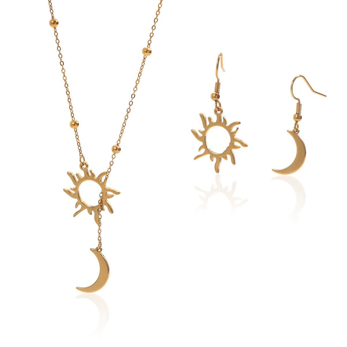 18K Gold Sun & Moon Jewelry Set – Waterproof & Hypoallergenic Gift for Women