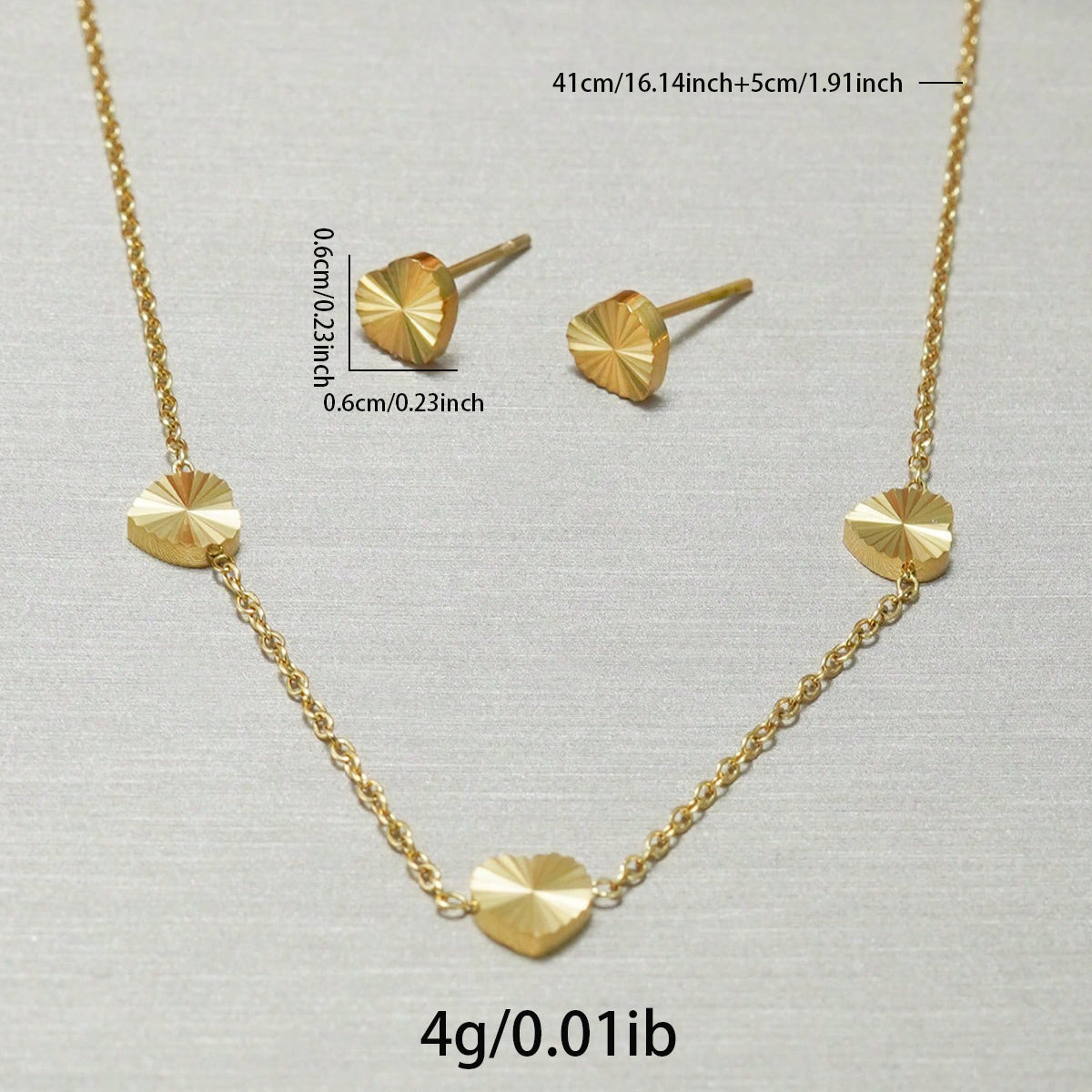 18K Gold Heart Jewelry Set